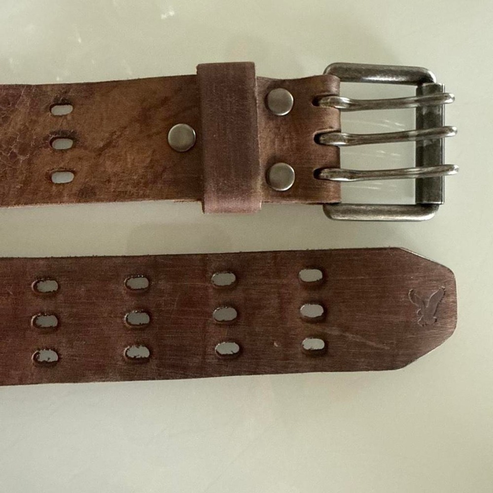 Vintage American Eagle brown leather belt with buckle fits up to 44"